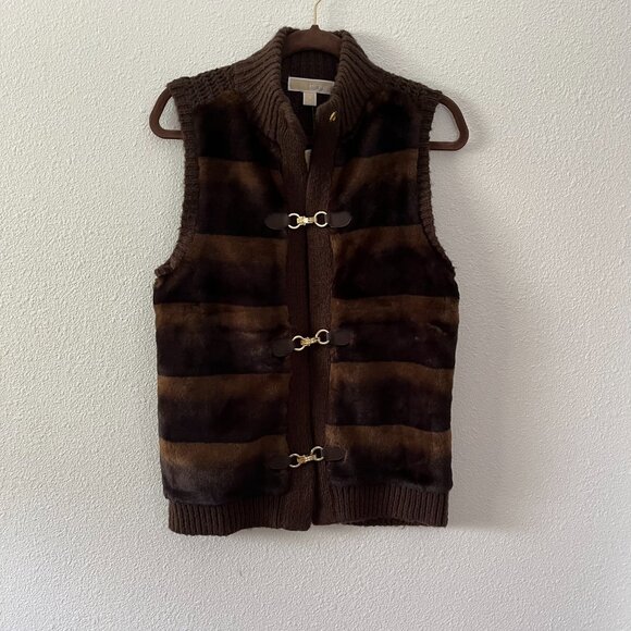Michael michael kors Brown fur Buckle Vest NWT - Picture 2 of 8